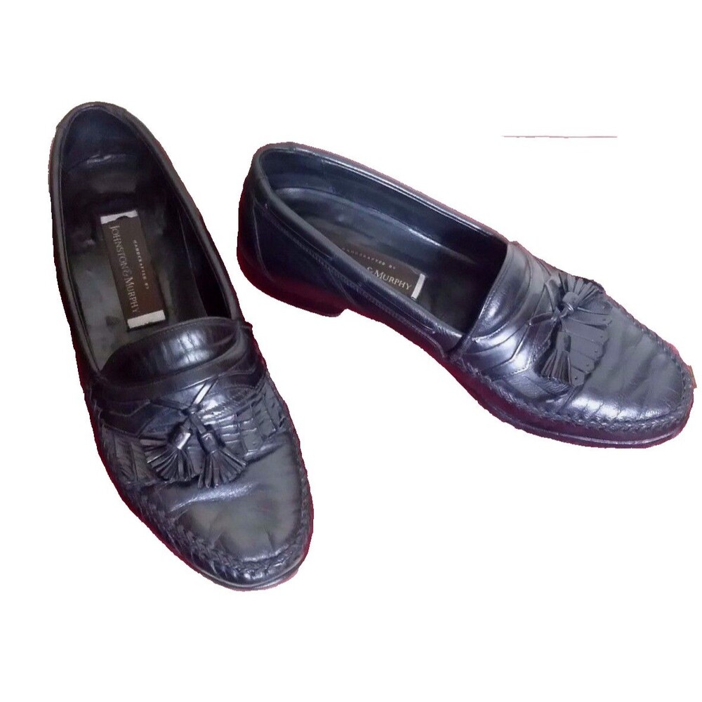 Johnston & Murphy Men's Casual Loafer Black Leather Tassel Moc Toe Shoes 11
